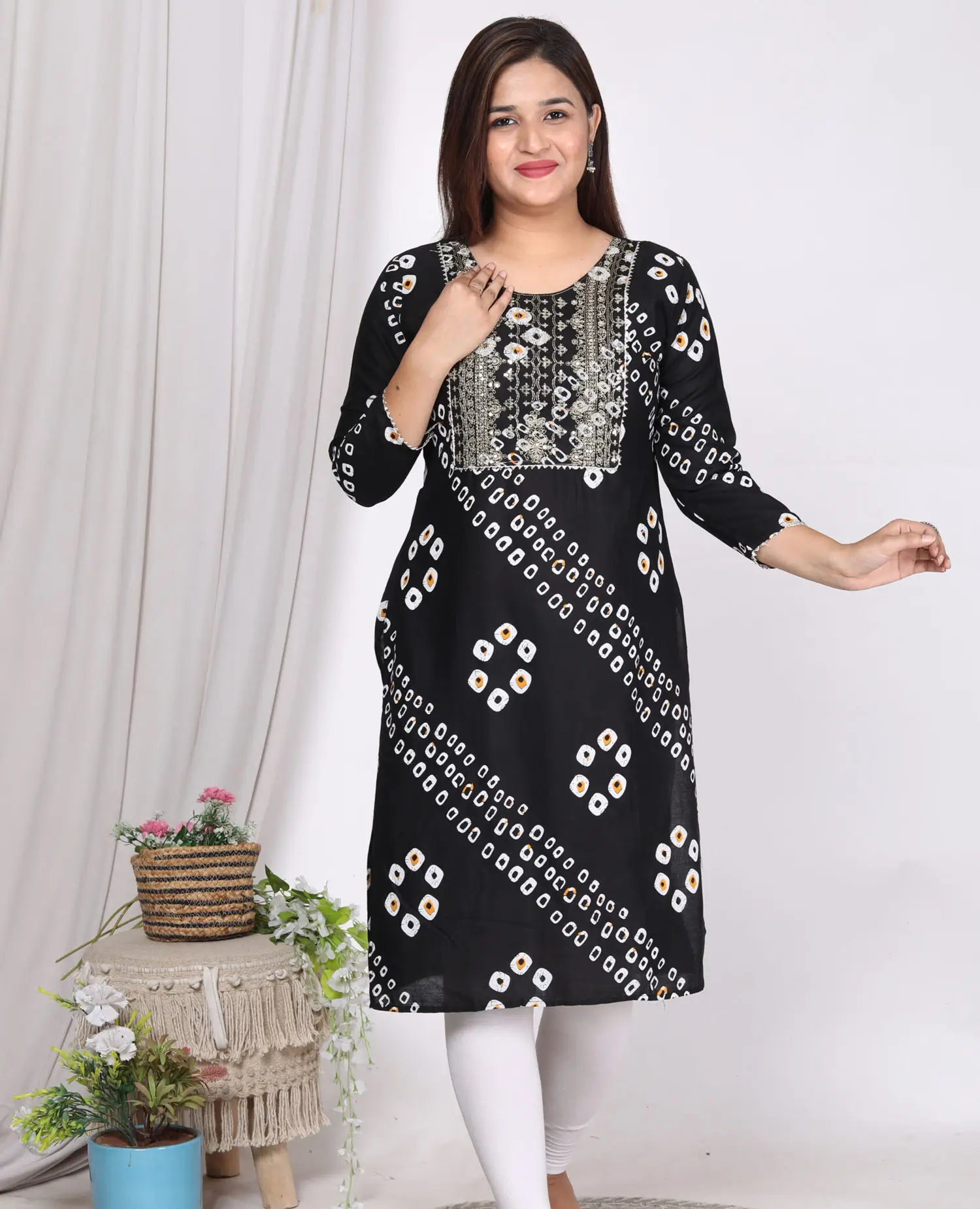 Women Printed Viscose Rayon A-line Kurta 1